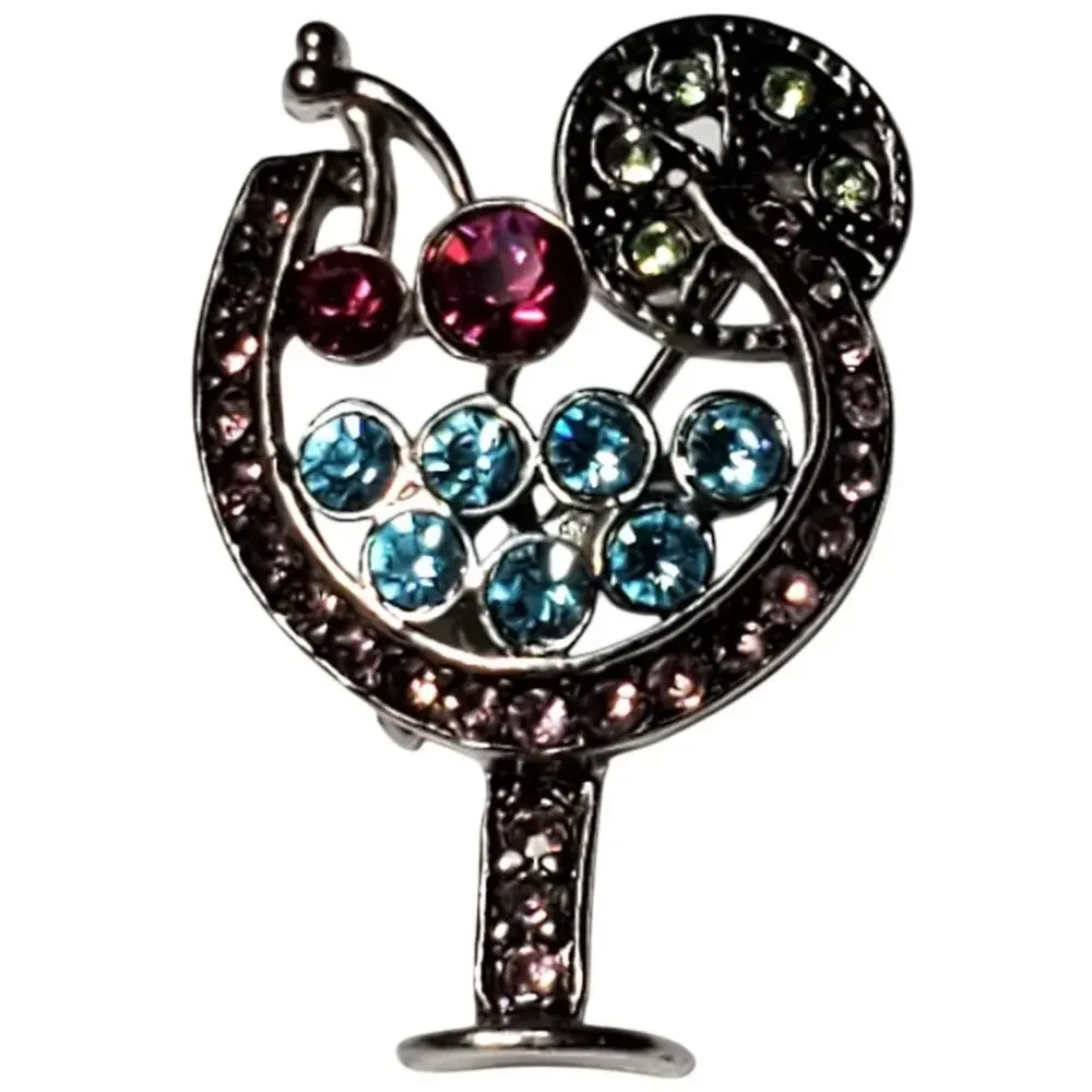 Rhinestone Margherita Scatter Brooch Pin Silver Tone 1.25